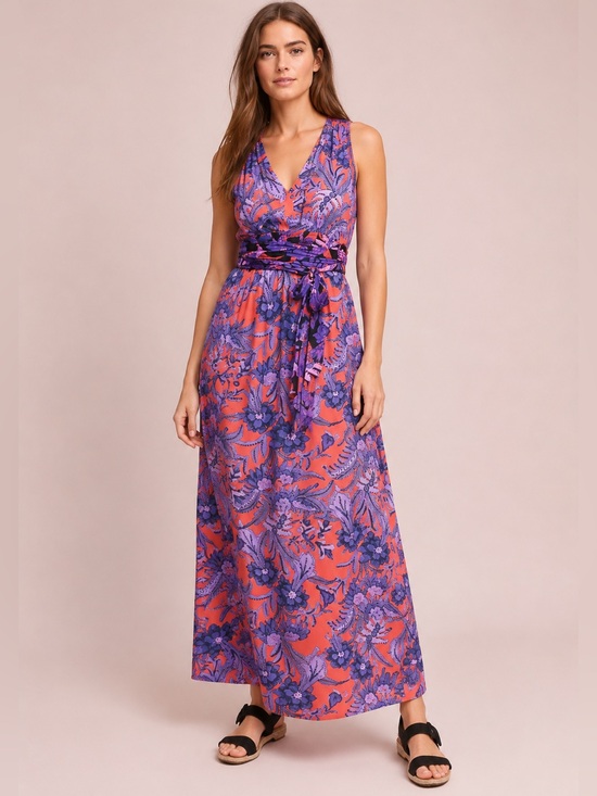 Anthropologie Dresses & Skirts - New Anthropologie Maeve Macie Maxi Dress Sz 12 Floral Purple Red V-Neck NWT